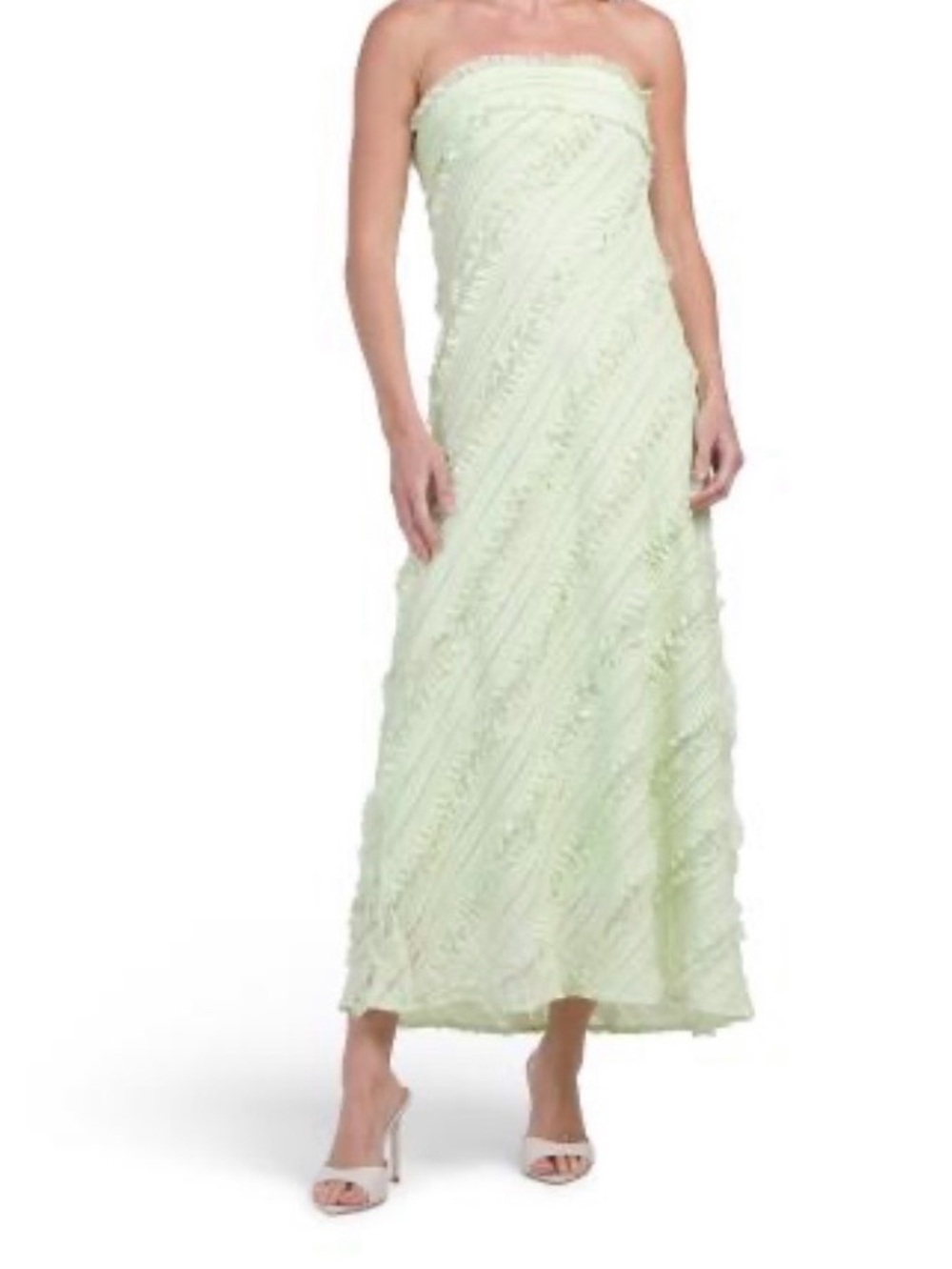 Caroline Constas Strapless Pale Green Embroidered Wedding Dress